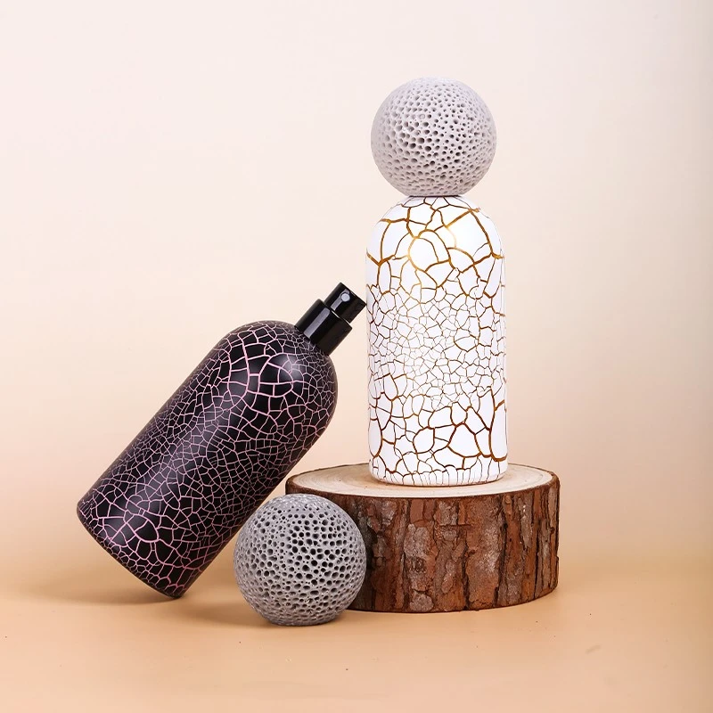 Luxury 100ml Spray Crackle Glass Perfume Bottle With Hollow Round Cap best